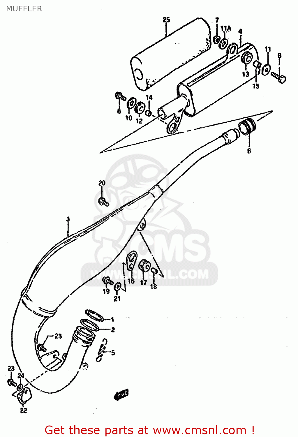 MUFFLER RM125 1994 (R) UNITED KINGDOM FRANCE AUSTRALIA (E02 E04 E24)