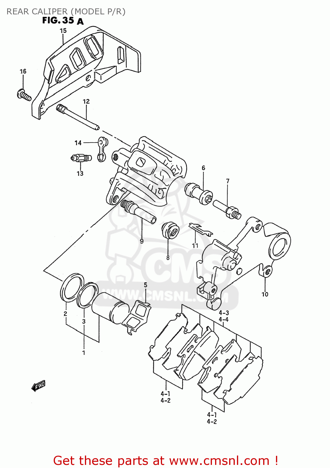 REAR CALIPER (MODEL P/R) RM125 1994 (R) USA (E03)