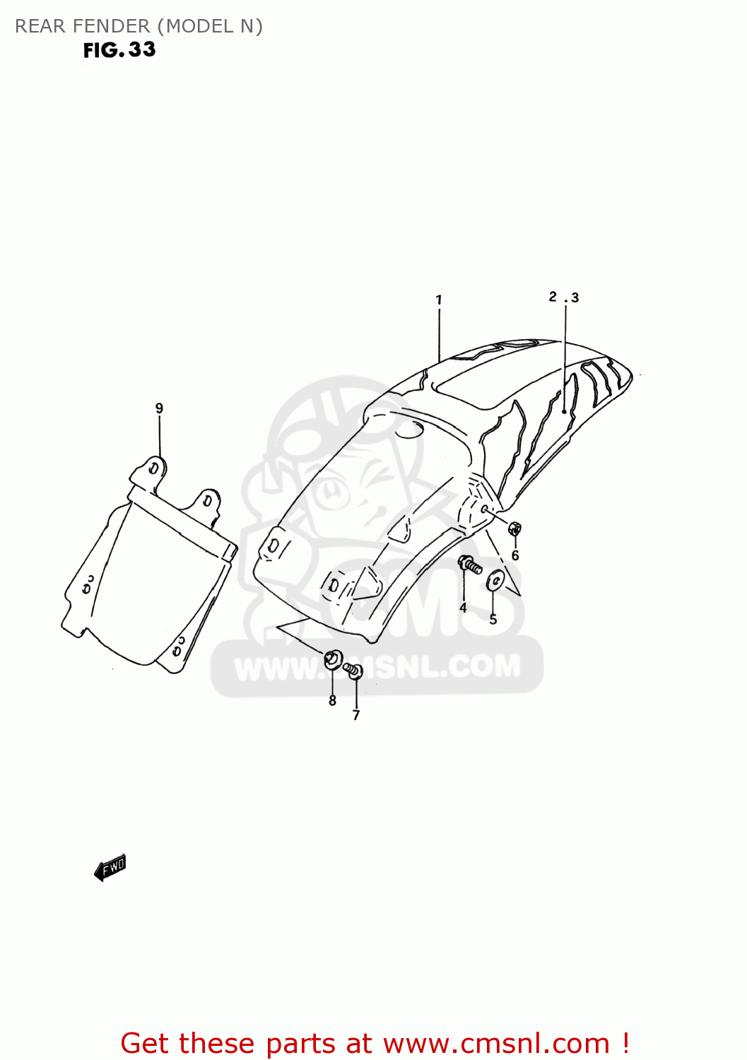 REAR FENDER (MODEL N) RM125 1994 (R) USA (E03)