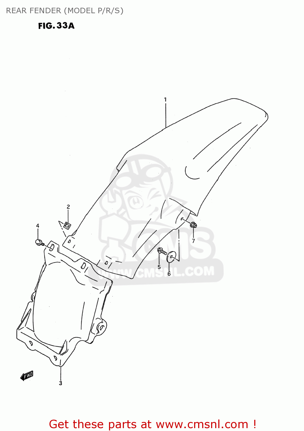 REAR FENDER (MODEL P/R/S) RM125 1994 (R) USA (E03)
