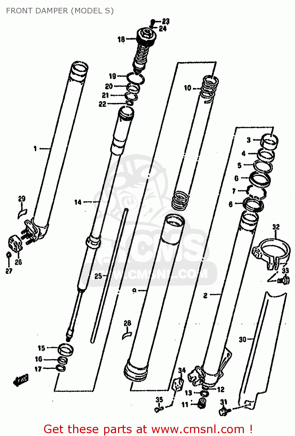 FRONT DAMPER (MODEL S) RM125 1995 (S) UNITED KINGDOM FRANCE AUSTRALIA (E02 E04 E24)
