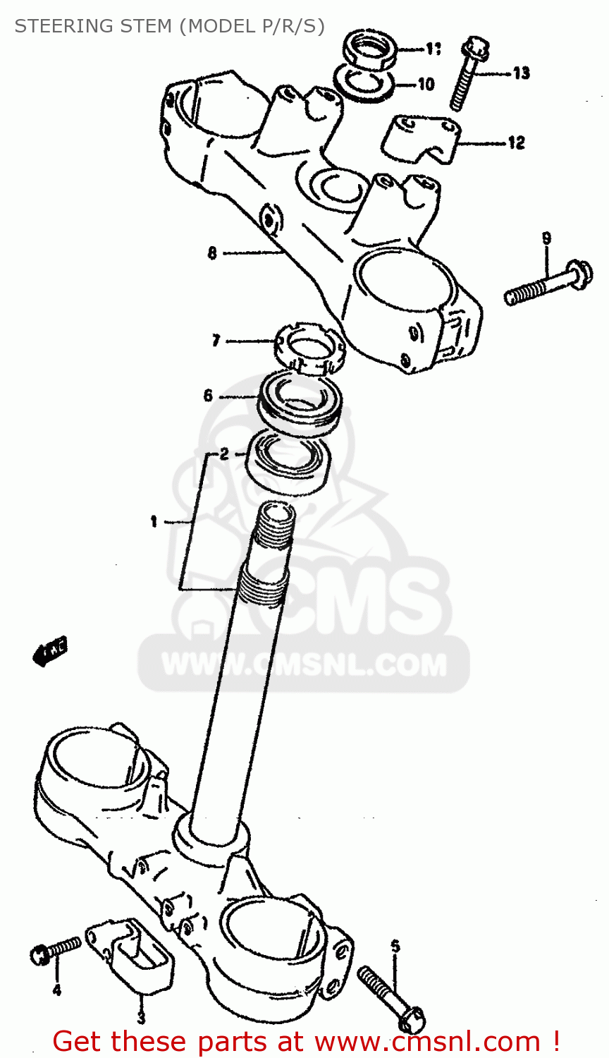 STEERING STEM (MODEL P/R/S) RM125 1995 (S) UNITED KINGDOM FRANCE AUSTRALIA (E02 E04 E24)