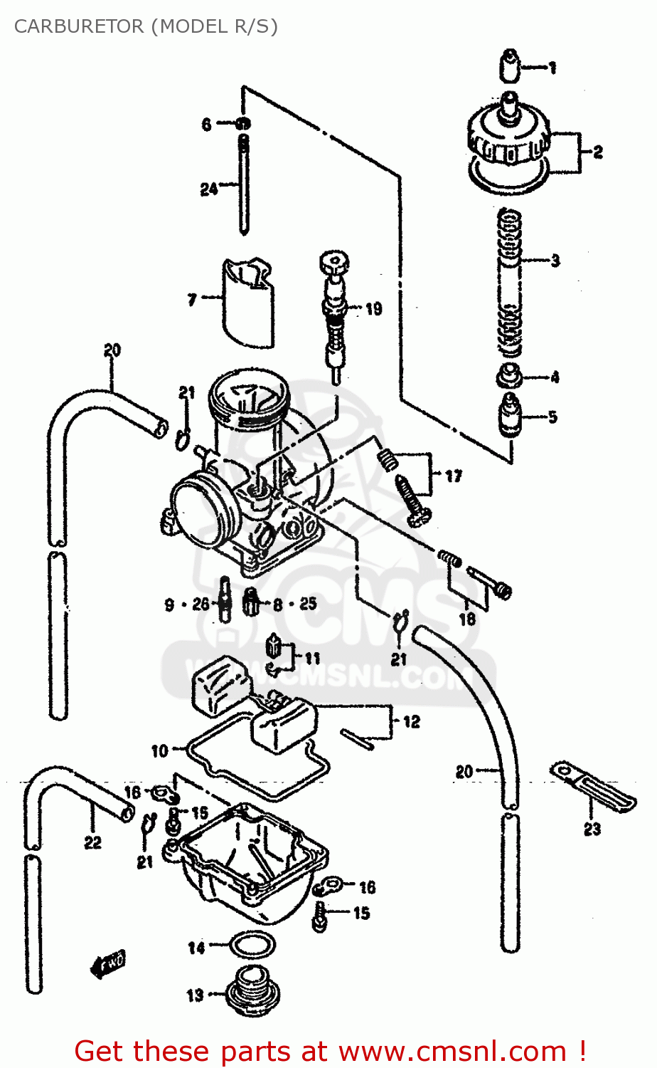 CARBURETOR (MODEL R/S) RM125 1995 (S) UNITED KINGDOM FRANCE AUSTRALIA (E02 E04 E24)