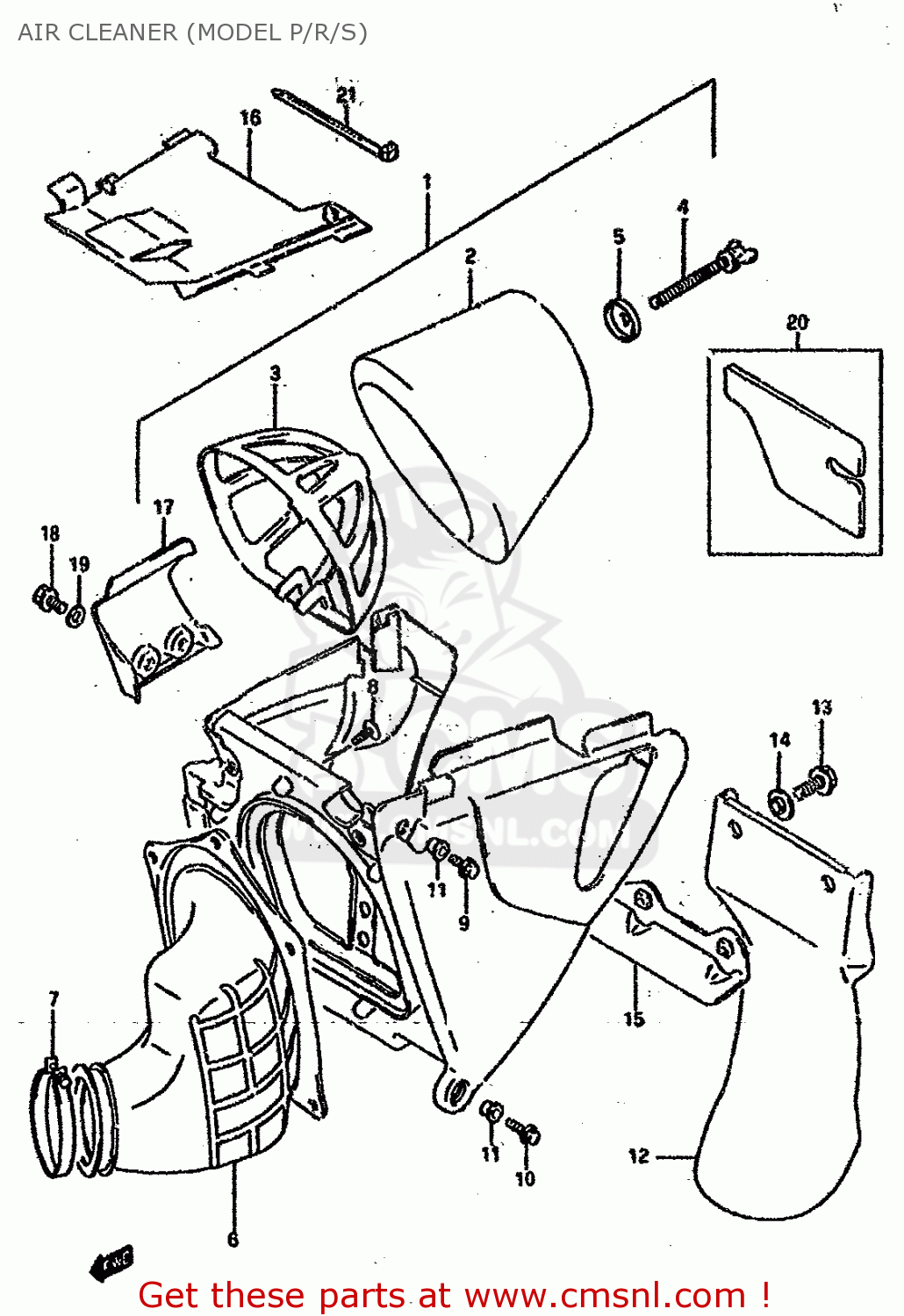 AIR CLEANER (MODEL P/R/S) RM125 1995 (S) UNITED KINGDOM FRANCE AUSTRALIA (E02 E04 E24)