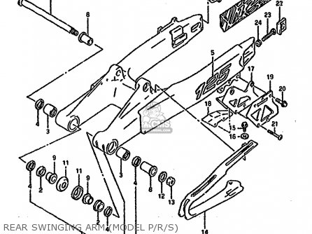 REAR SWINGING ARM (MODEL P/R/S) - RM125 1995 (S) UNITED KINGDOM FRANCE AUSTRALIA (E02 E04 E24)