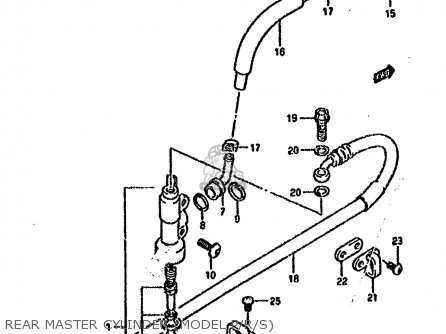 REAR MASTER CYLINDER (MODEL P/R/S) - RM125 1995 (S) UNITED KINGDOM FRANCE AUSTRALIA (E02 E04 E24)