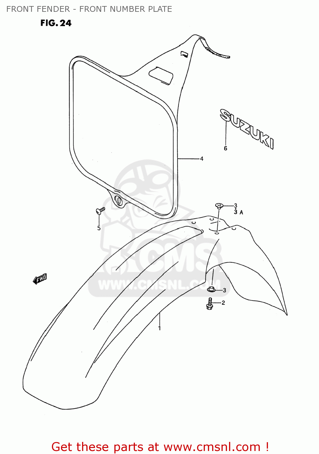 FRONT FENDER - FRONT NUMBER PLATE RM125 1995 (S) USA (E03)