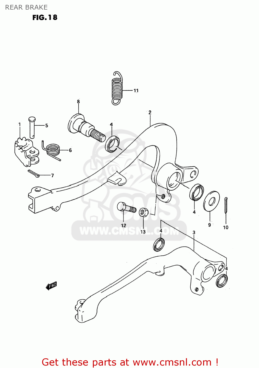REAR BRAKE RM125 1995 (S) USA (E03)