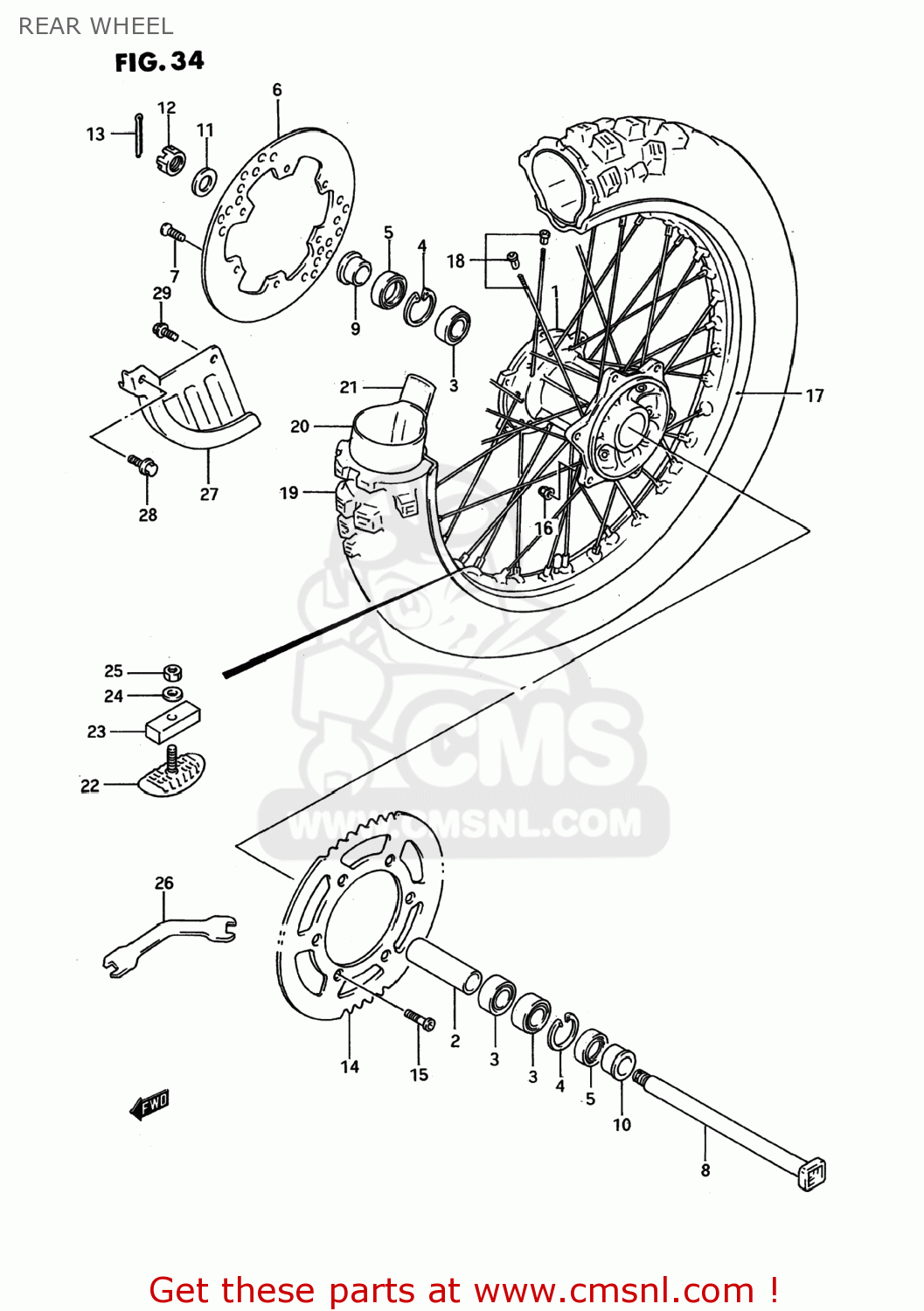 REAR WHEEL RM125 1995 (S) USA (E03)