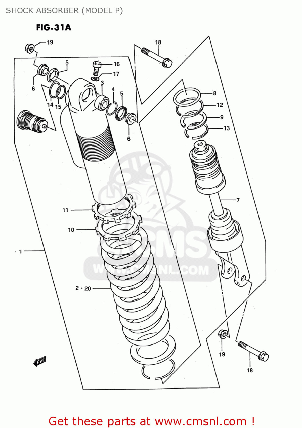 SHOCK ABSORBER (MODEL P) RM125 1995 (S) USA (E03)