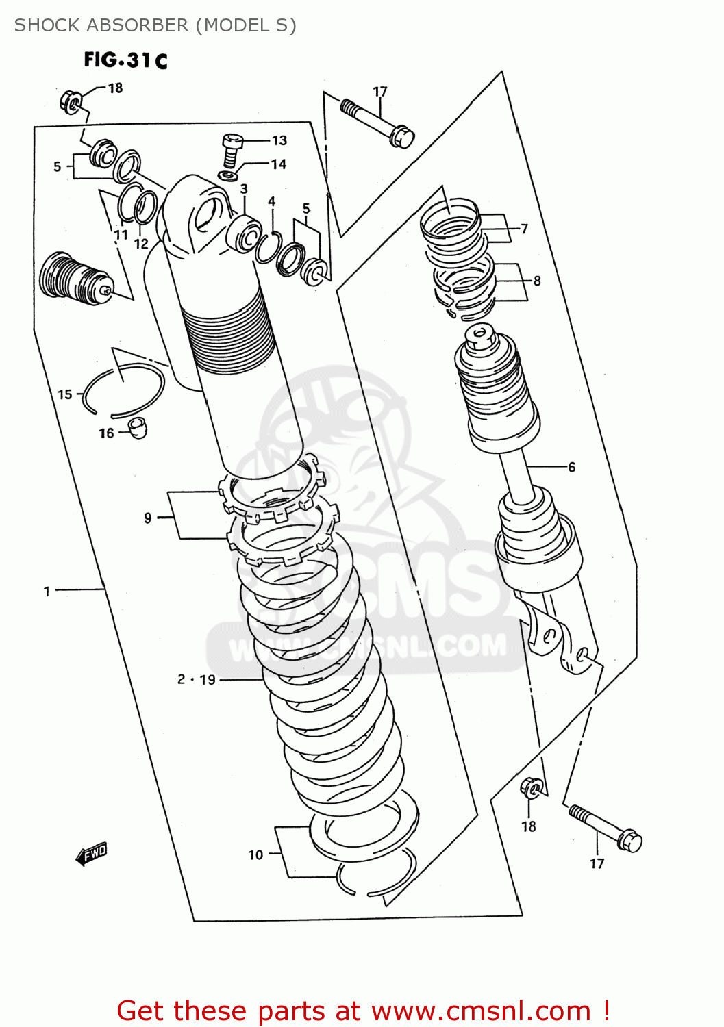 SHOCK ABSORBER (MODEL S) RM125 1995 (S) USA (E03)
