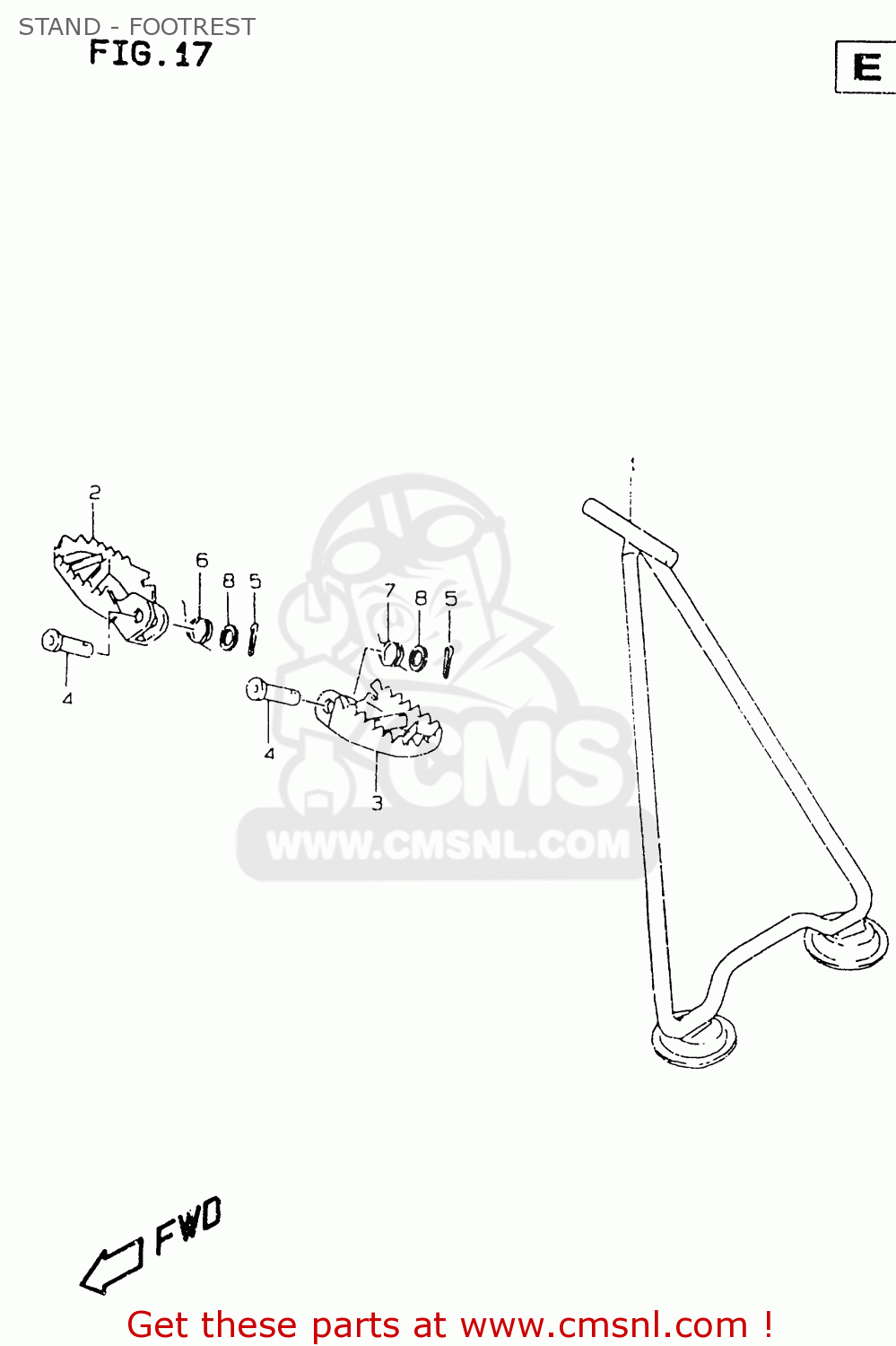 STAND - FOOTREST RM125 1996 (T) UNITED KINGDOM FRANCE AUSTRALIA (E02 E04 E24)