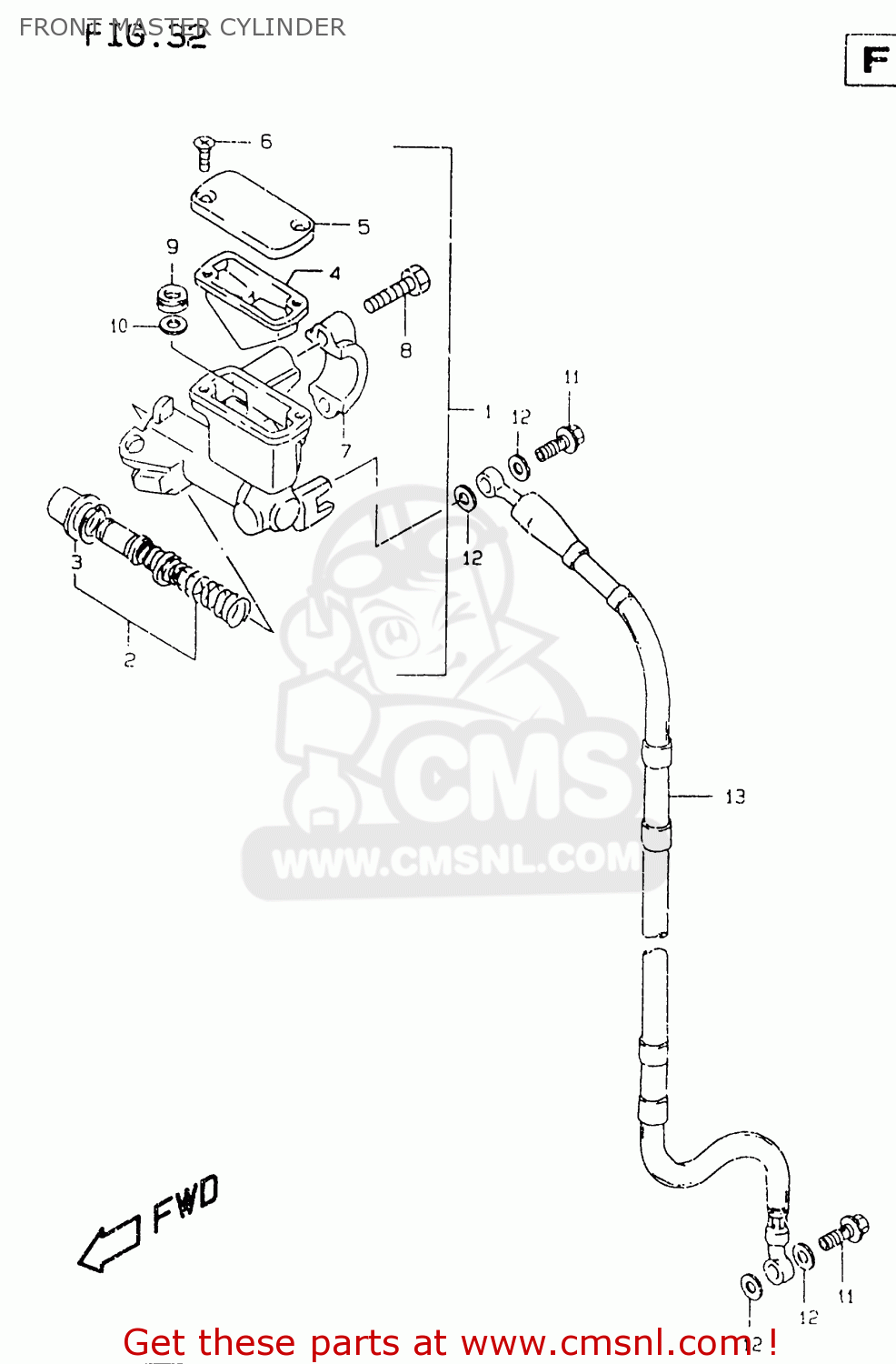 FRONT MASTER CYLINDER RM125 1996 (T) UNITED KINGDOM FRANCE AUSTRALIA (E02 E04 E24)
