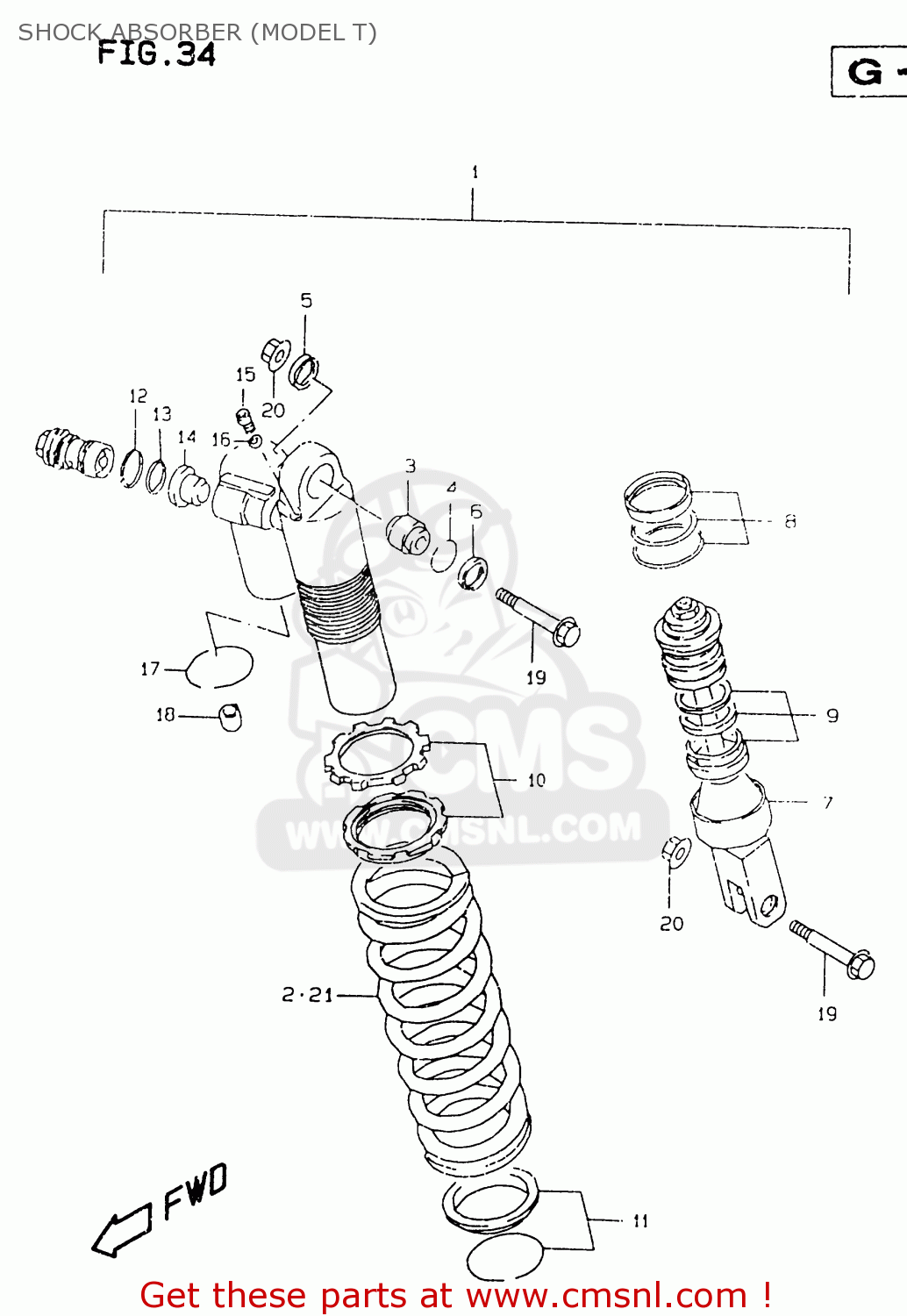 SHOCK ABSORBER (MODEL T) RM125 1996 (T) UNITED KINGDOM FRANCE AUSTRALIA (E02 E04 E24)