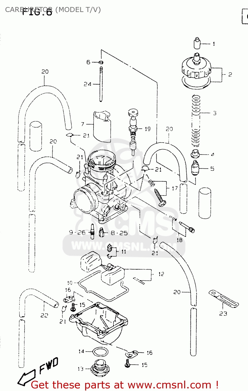 CARBURETOR (MODEL T/V) RM125 1996 (T) UNITED KINGDOM FRANCE AUSTRALIA (E02 E04 E24)