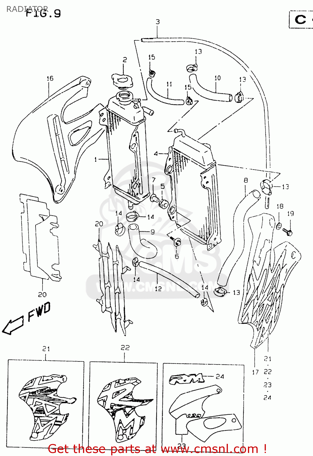 RADIATOR RM125 1996 (T) UNITED KINGDOM FRANCE AUSTRALIA (E02 E04 E24)