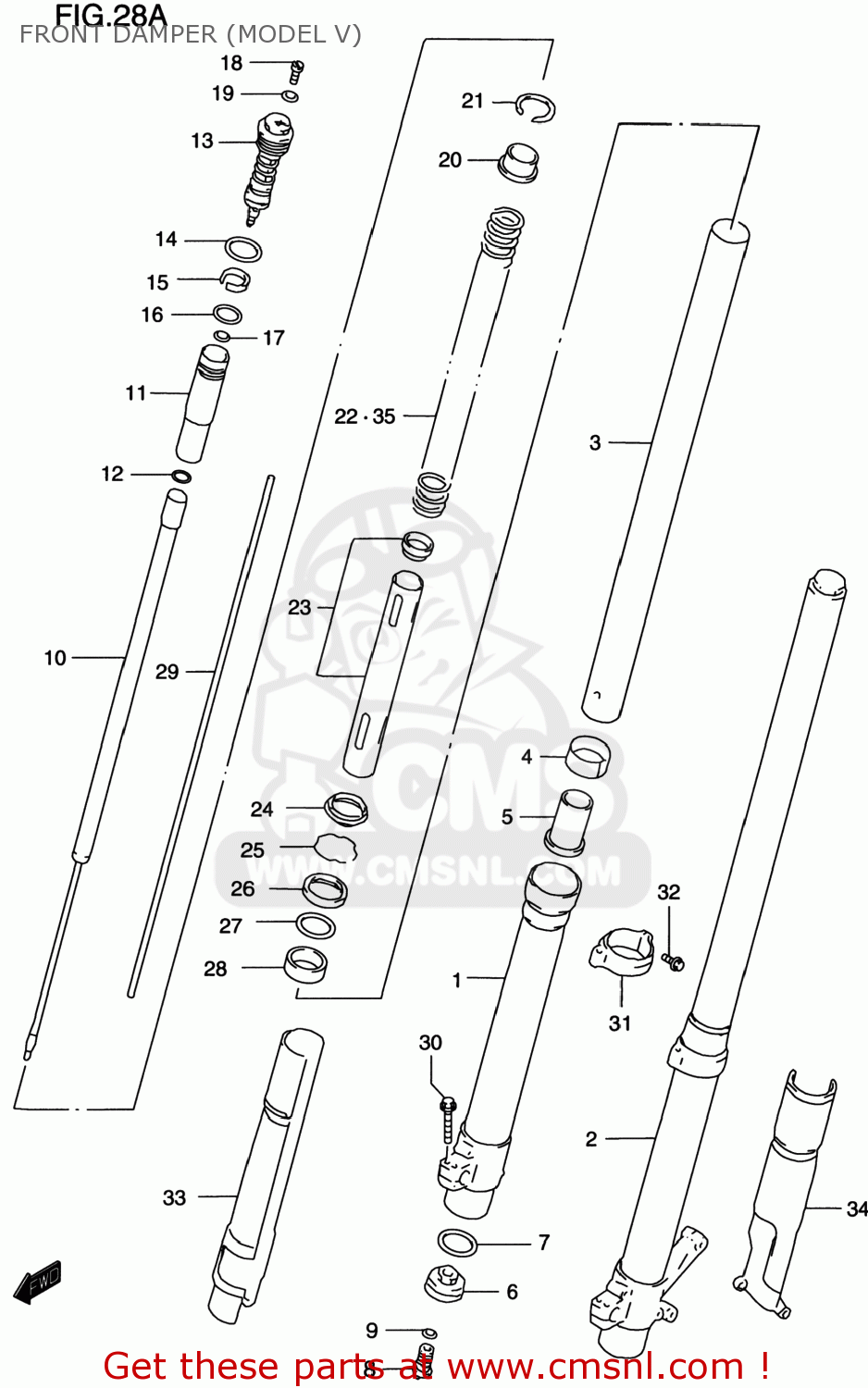 FRONT DAMPER (MODEL V) RM125 1996 (T) USA (E03)