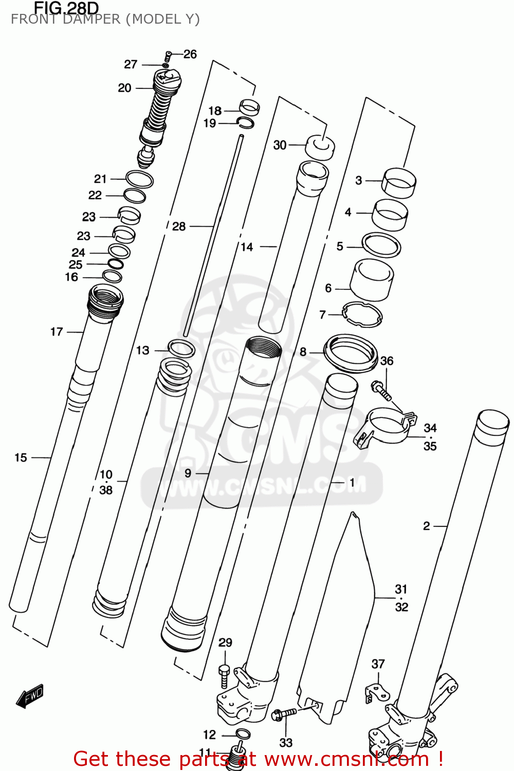 FRONT DAMPER (MODEL Y) RM125 1996 (T) USA (E03)