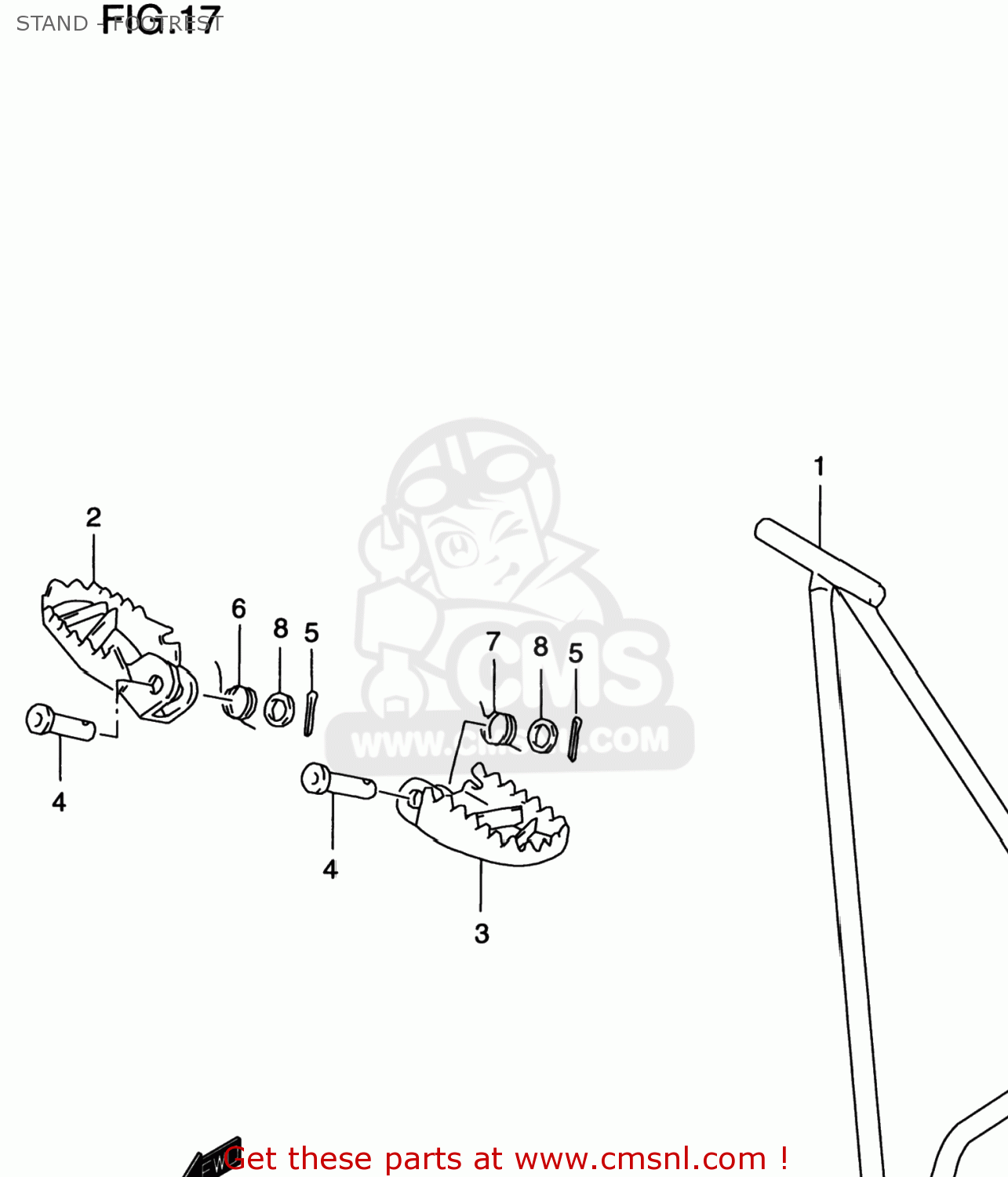STAND - FOOTREST RM125 1996 (T) USA (E03)