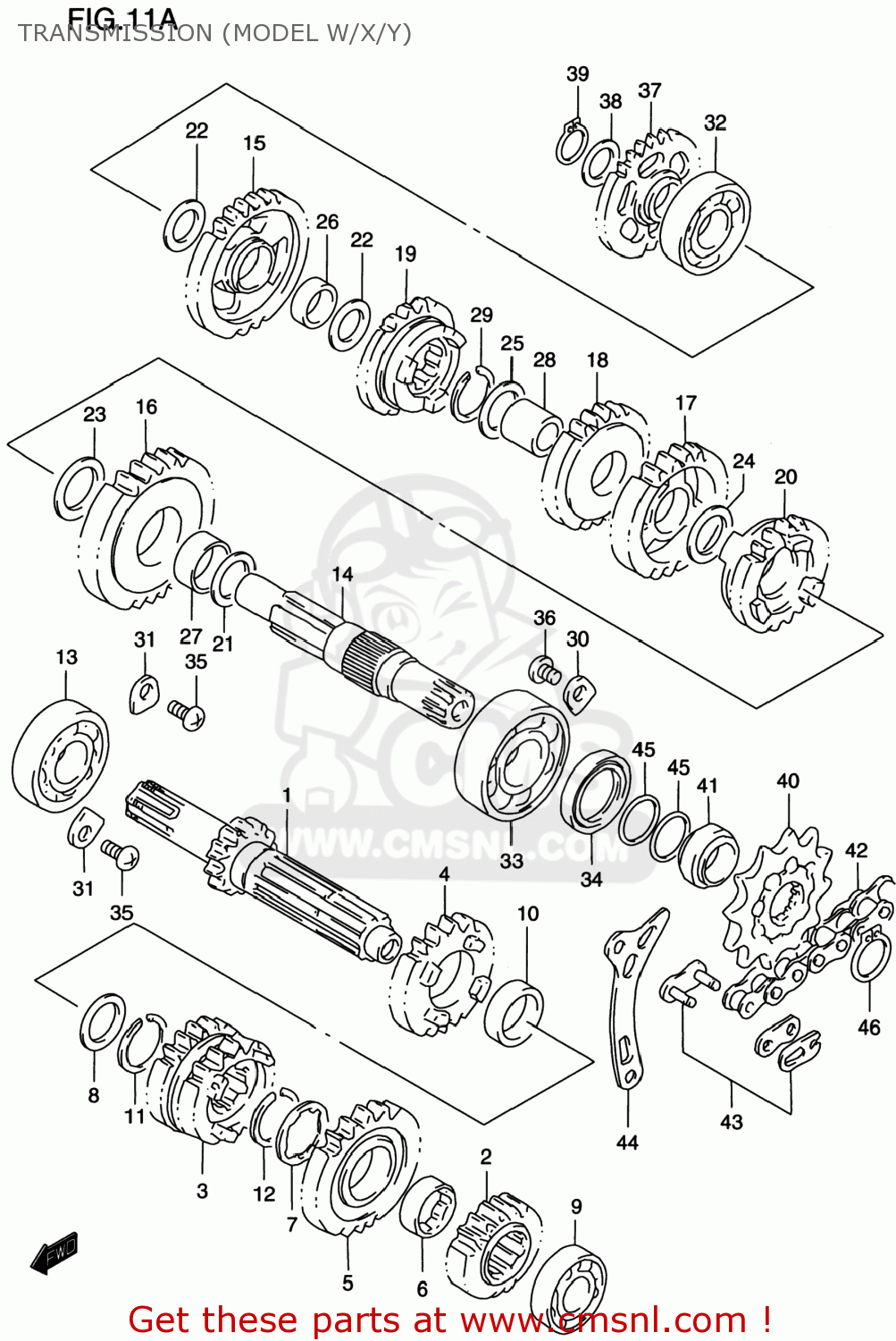 TRANSMISSION (MODEL W/X/Y) RM125 1996 (T) USA (E03)