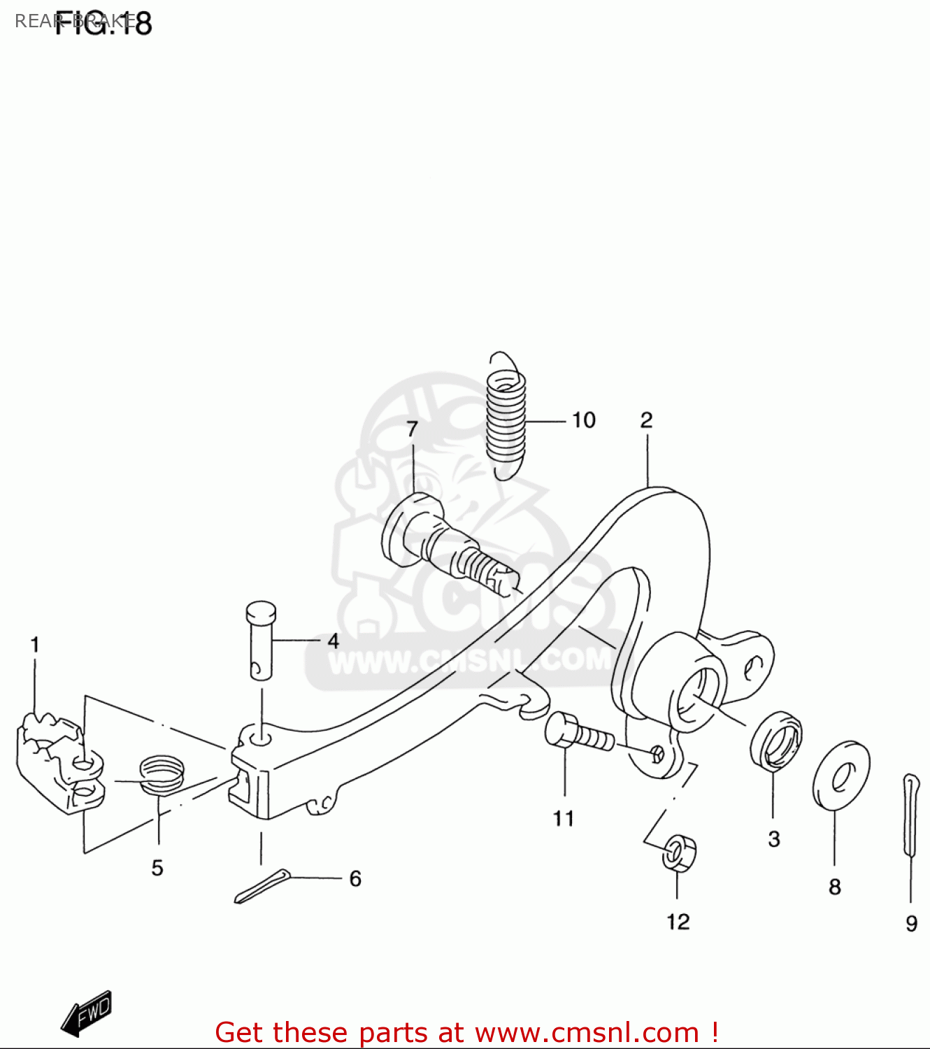 REAR BRAKE RM125 1996 (T) USA (E03)