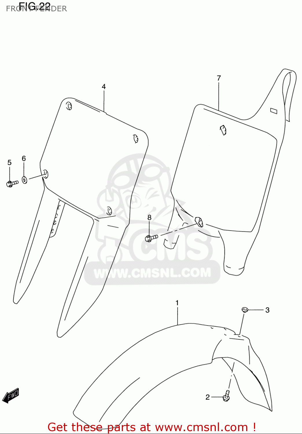 FRONT FENDER RM125 1996 (T) USA (E03)