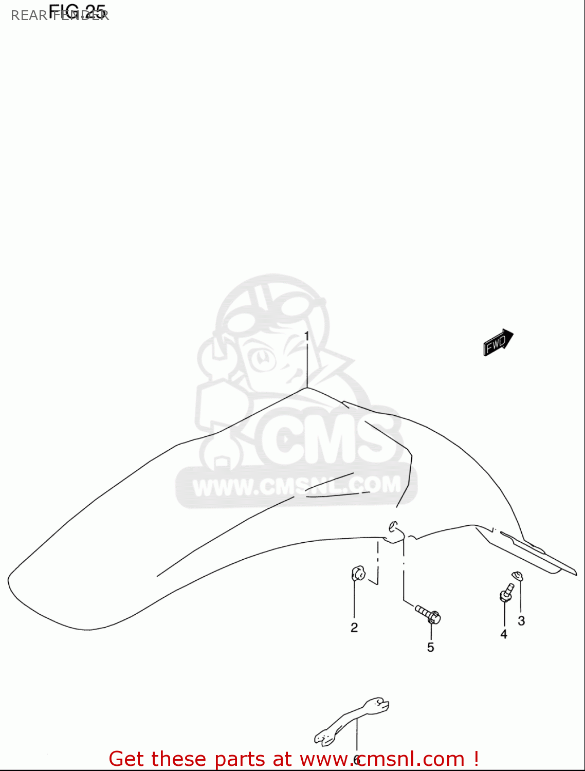 REAR FENDER RM125 1996 (T) USA (E03)