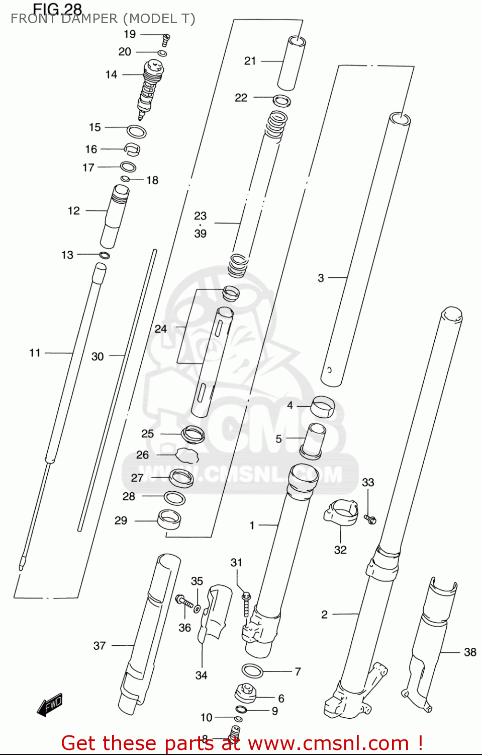 FRONT DAMPER (MODEL T) RM125 1996 (T) USA (E03)