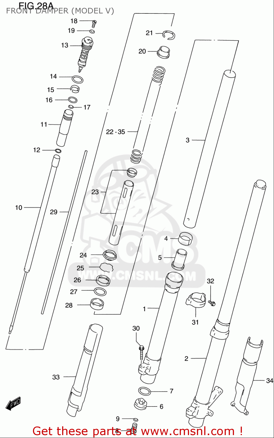 FRONT DAMPER (MODEL V) RM125 1996 (T) USA (E03)