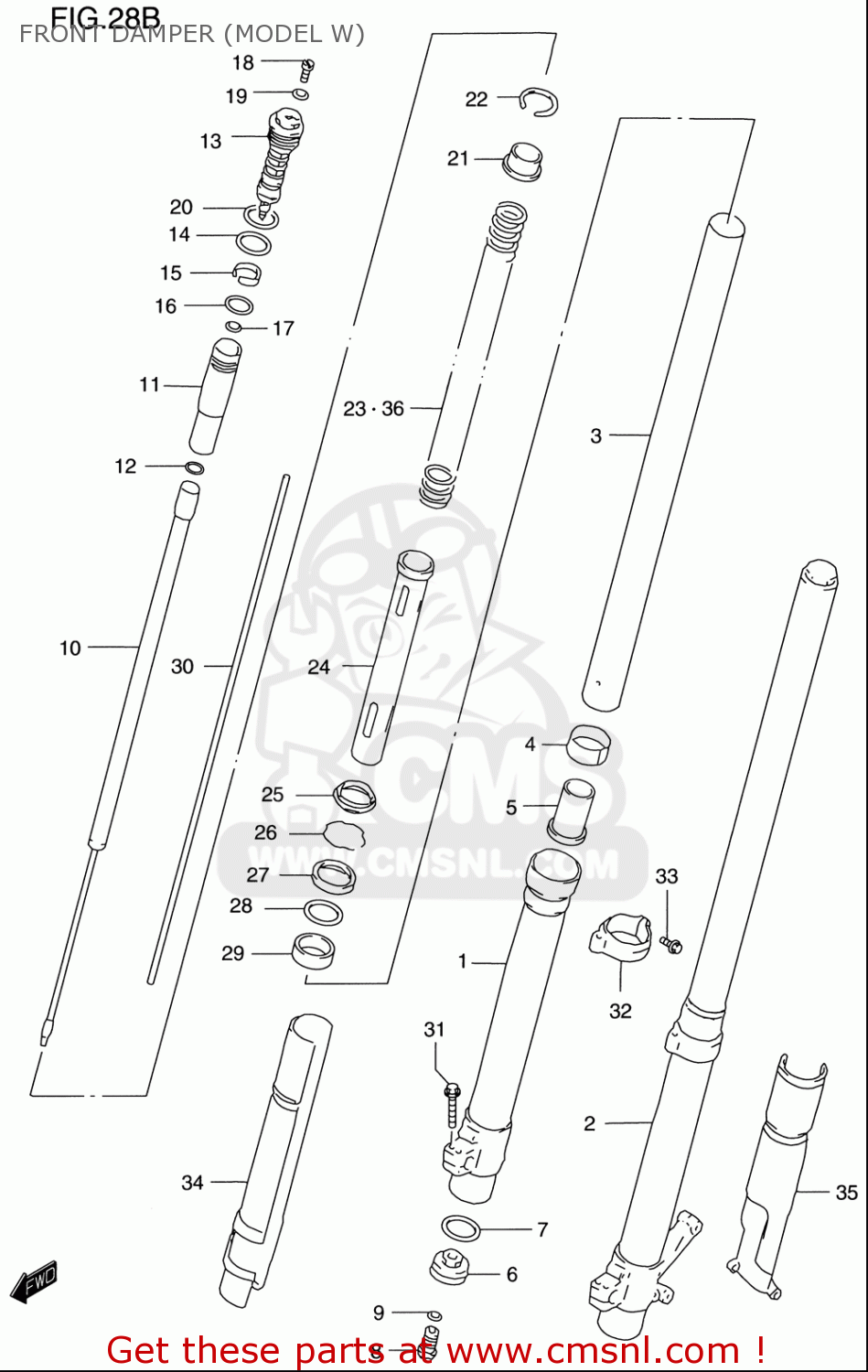 FRONT DAMPER (MODEL W) RM125 1996 (T) USA (E03)