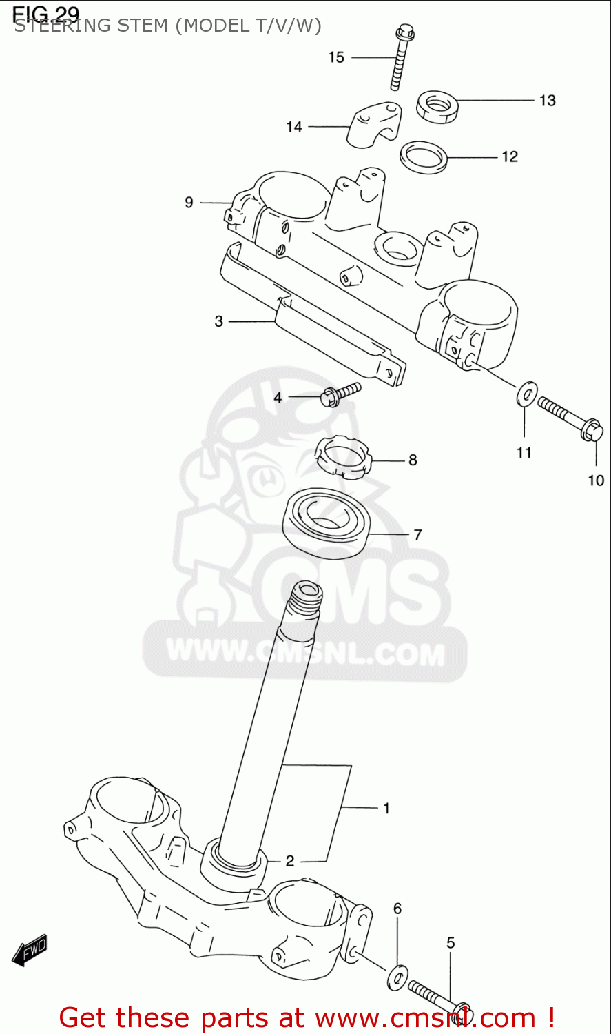 STEERING STEM (MODEL T/V/W) RM125 1996 (T) USA (E03)