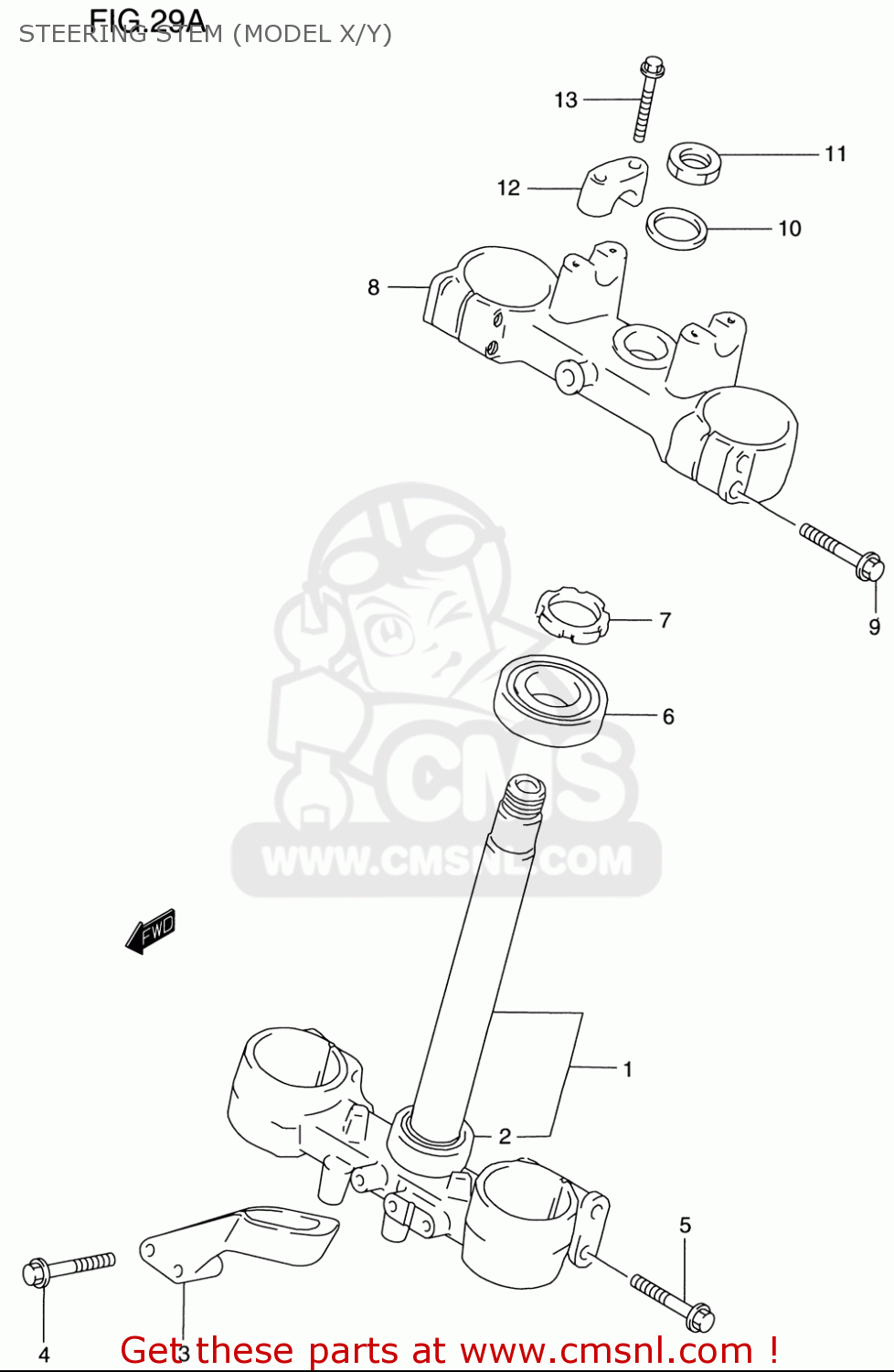 STEERING STEM (MODEL X/Y) RM125 1996 (T) USA (E03)
