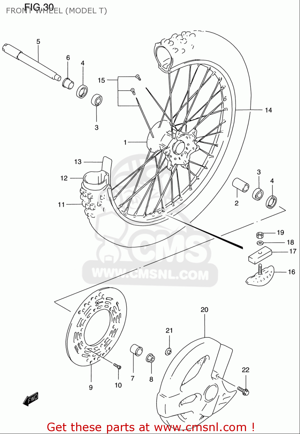 FRONT WHEEL (MODEL T) RM125 1996 (T) USA (E03)