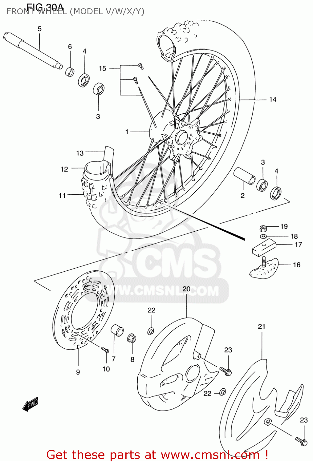 FRONT WHEEL (MODEL V/W/X/Y) RM125 1996 (T) USA (E03)