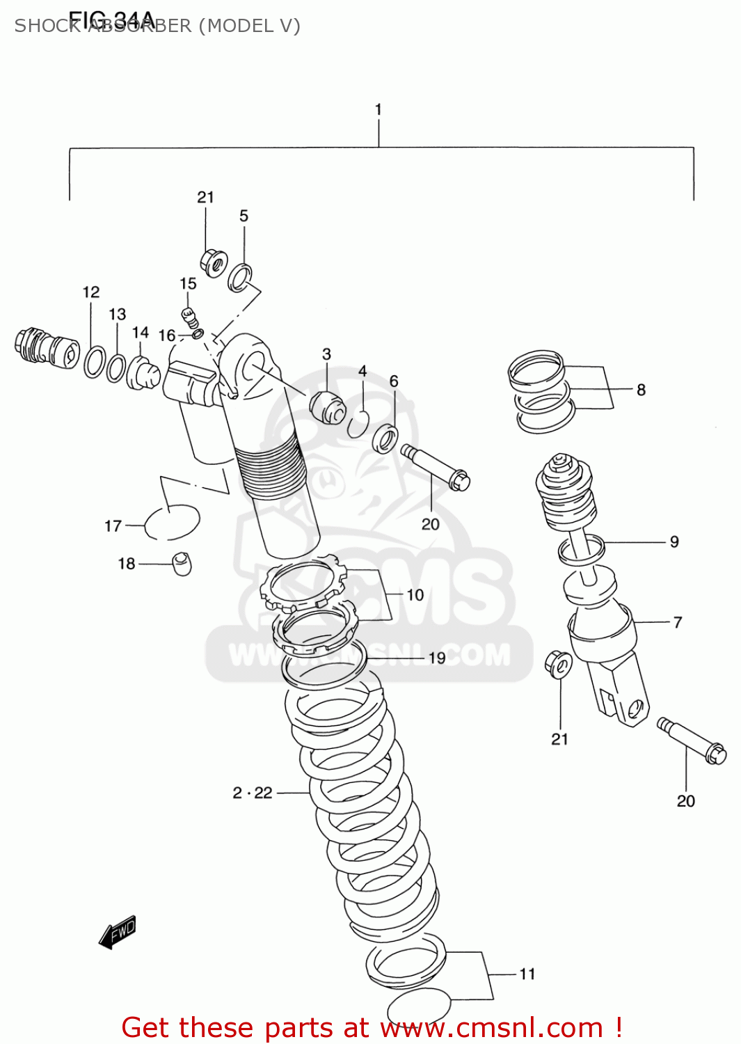 SHOCK ABSORBER (MODEL V) RM125 1996 (T) USA (E03)