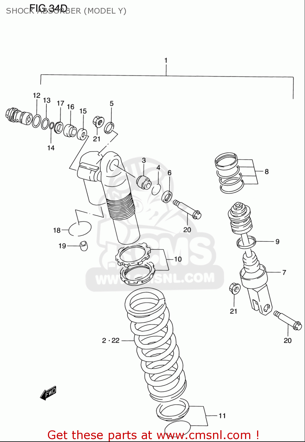 SHOCK ABSORBER (MODEL Y) RM125 1996 (T) USA (E03)