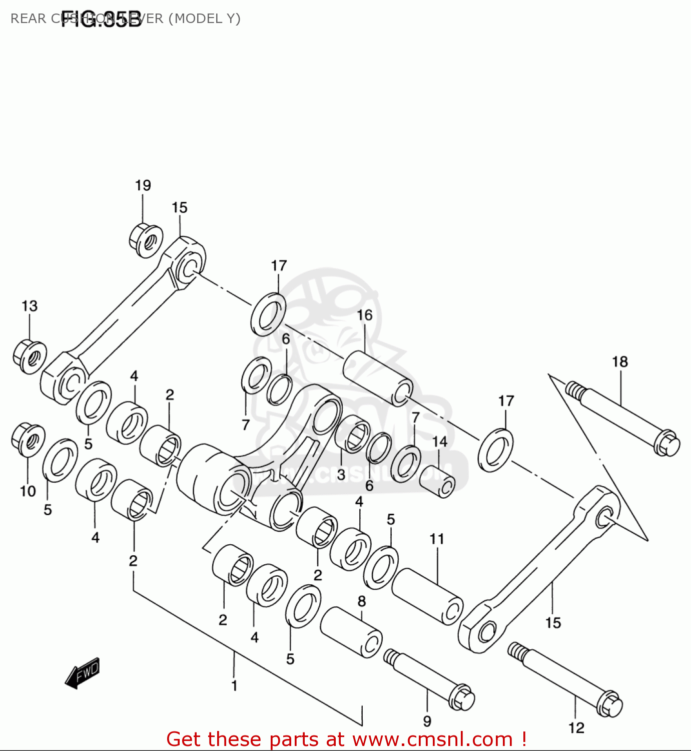 REAR CUSHION LEVER (MODEL Y) RM125 1996 (T) USA (E03)
