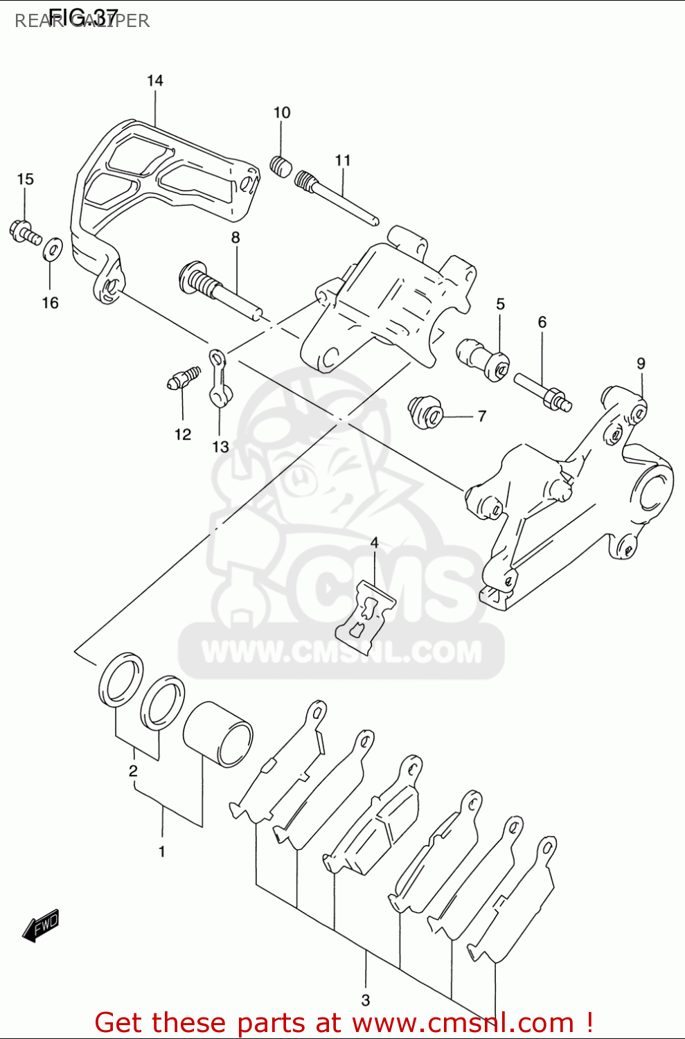 REAR CALIPER RM125 1996 (T) USA (E03)