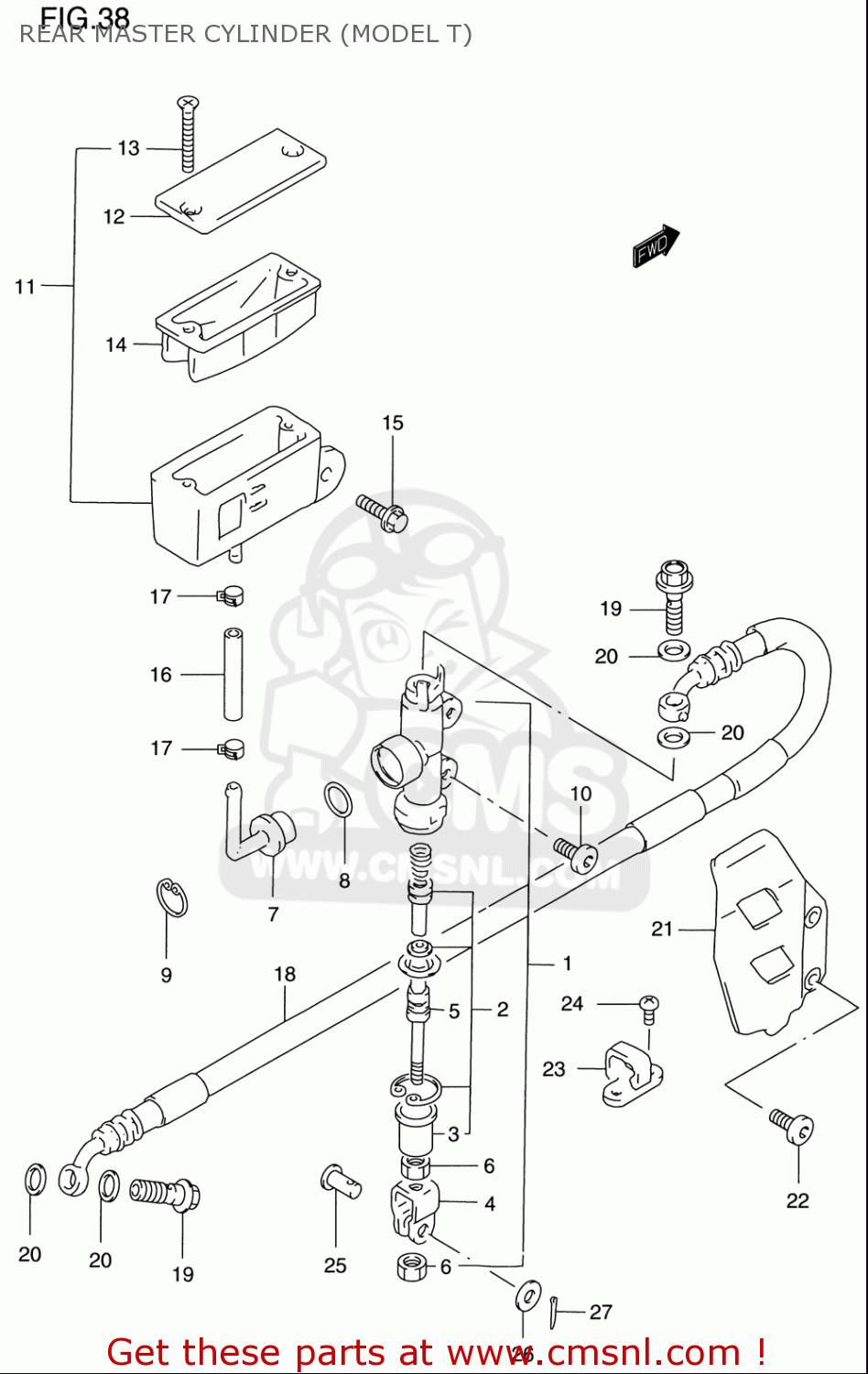 REAR MASTER CYLINDER (MODEL T) RM125 1996 (T) USA (E03)