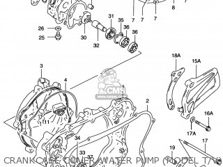 CRANKCASE COVER-WATER PUMP (MODEL T/V) - RM125 1996 (T) USA (E03)