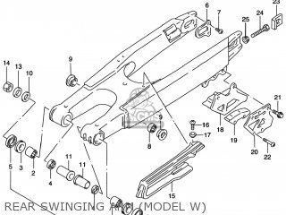 REAR SWINGING ARM (MODEL W) - RM125 1996 (T) USA (E03)