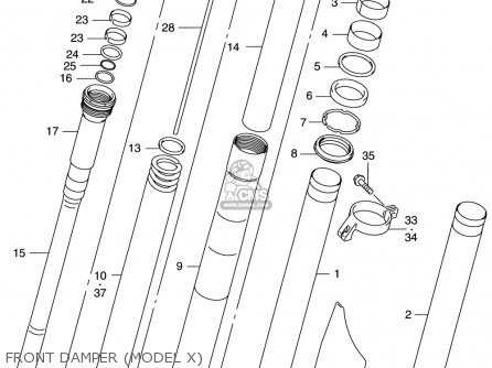 FRONT DAMPER (MODEL X) - RM125 1996 (T) USA (E03)