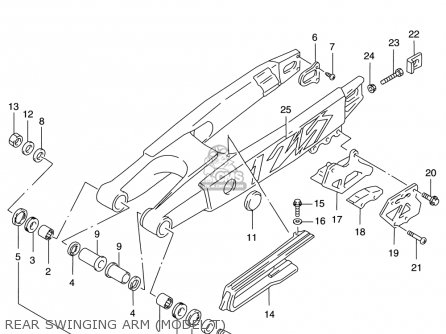 REAR SWINGING ARM (MODEL T) - RM125 1996 (T) USA (E03)