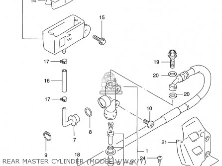 REAR MASTER CYLINDER (MODEL V/W/X/Y) - RM125 1996 (T) USA (E03)