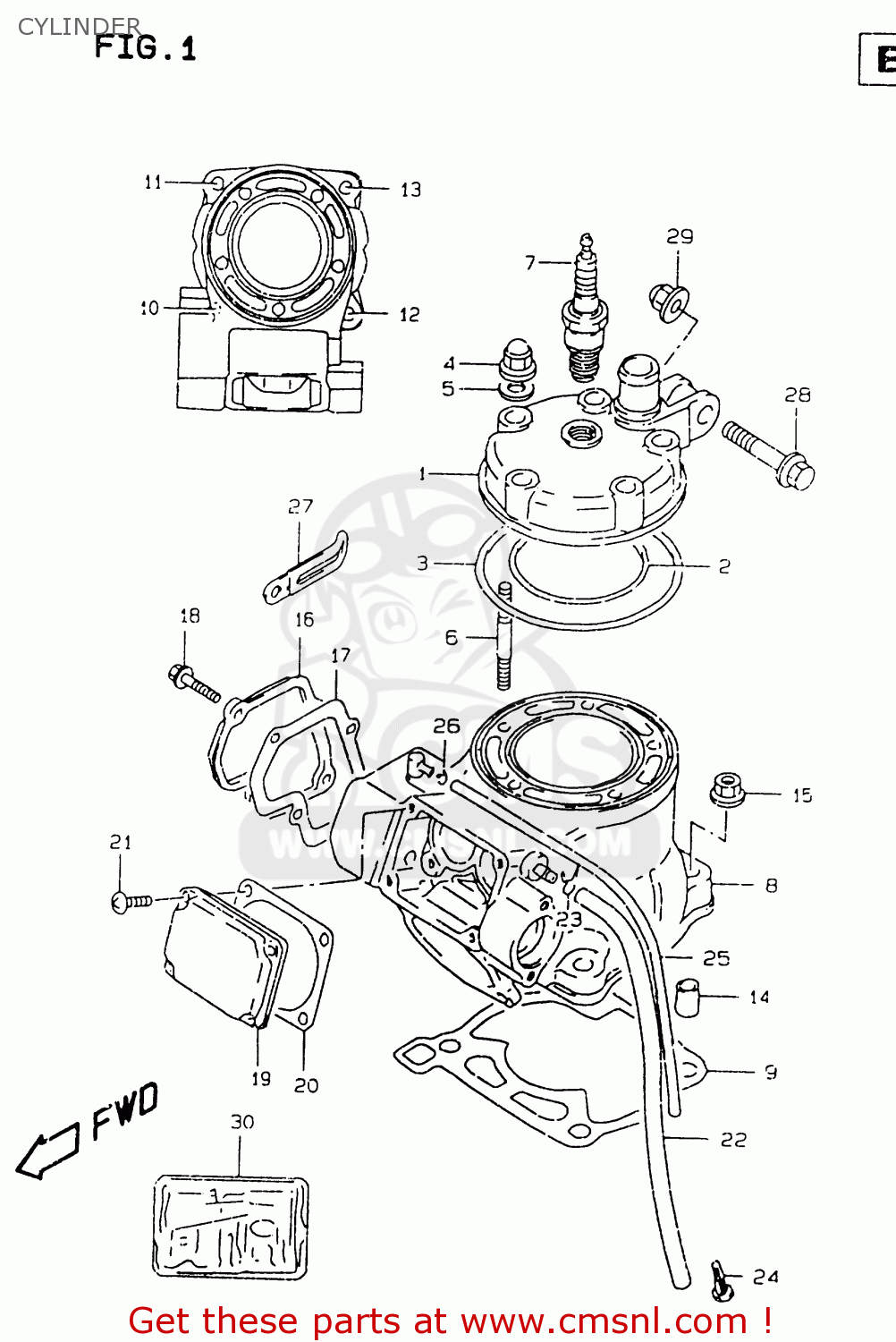CYLINDER RM125 1997 (V) UNITED KINGDOM FRANCE AUSTRALIA (E02 E04 E24)