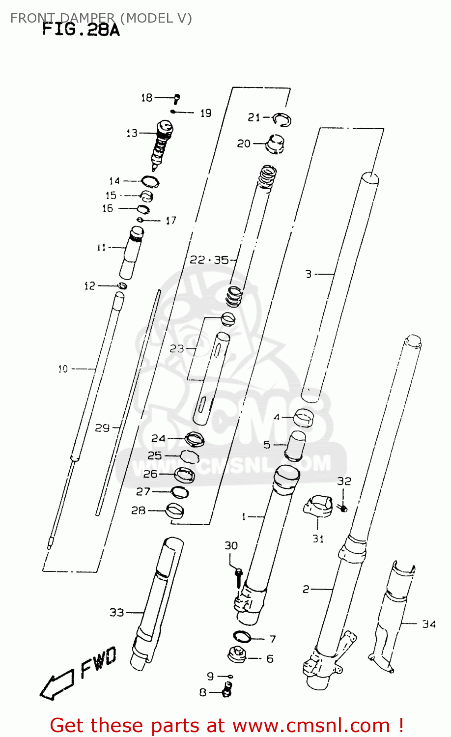 FRONT DAMPER (MODEL V) RM125 1997 (V) UNITED KINGDOM FRANCE AUSTRALIA (E02 E04 E24)