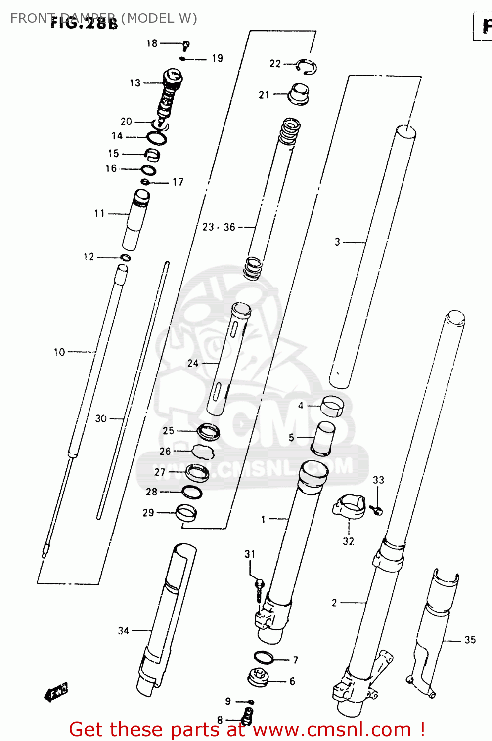 FRONT DAMPER (MODEL W) RM125 1997 (V) UNITED KINGDOM FRANCE AUSTRALIA (E02 E04 E24)