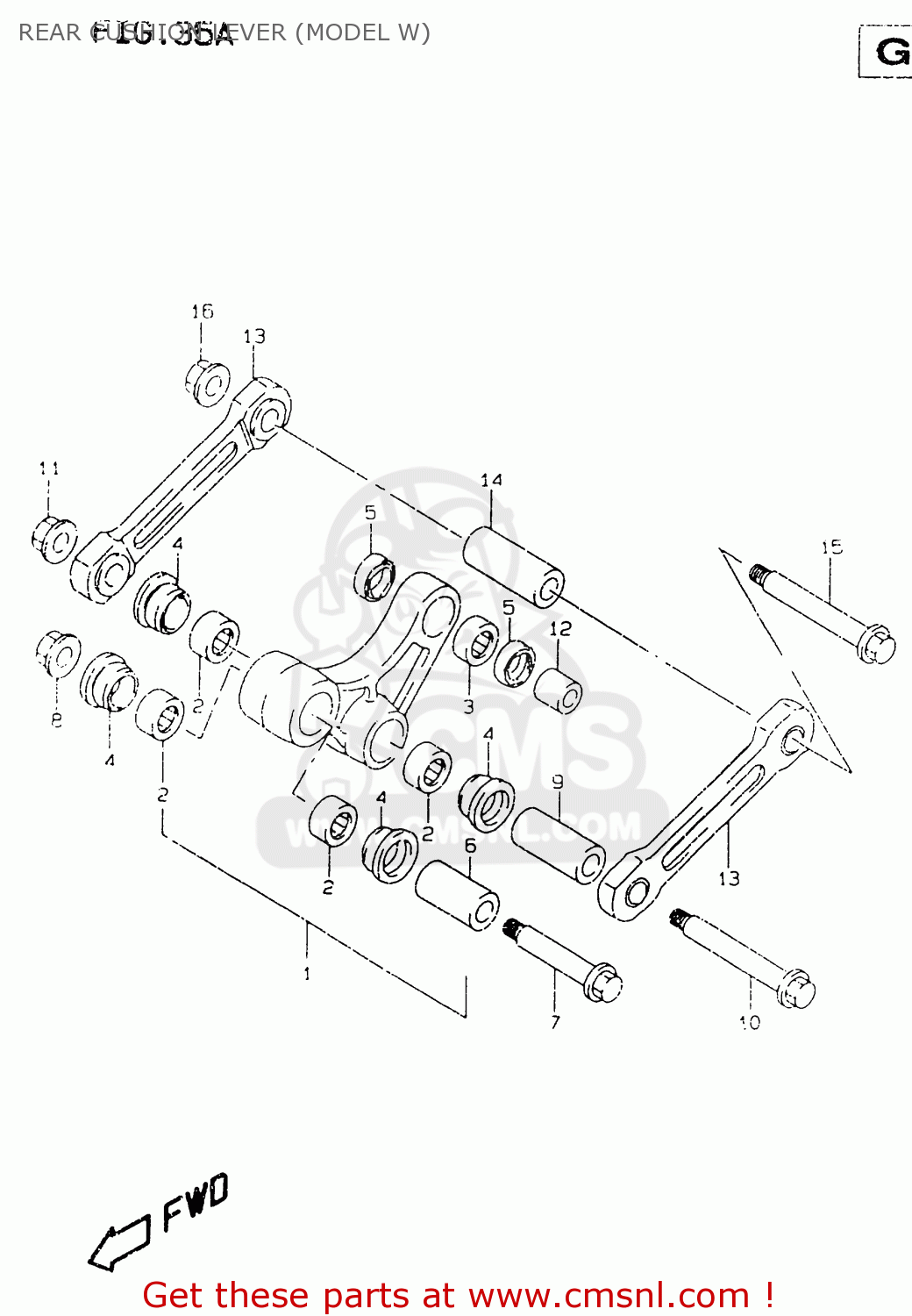 REAR CUSHION LEVER (MODEL W) RM125 1997 (V) UNITED KINGDOM FRANCE AUSTRALIA (E02 E04 E24)