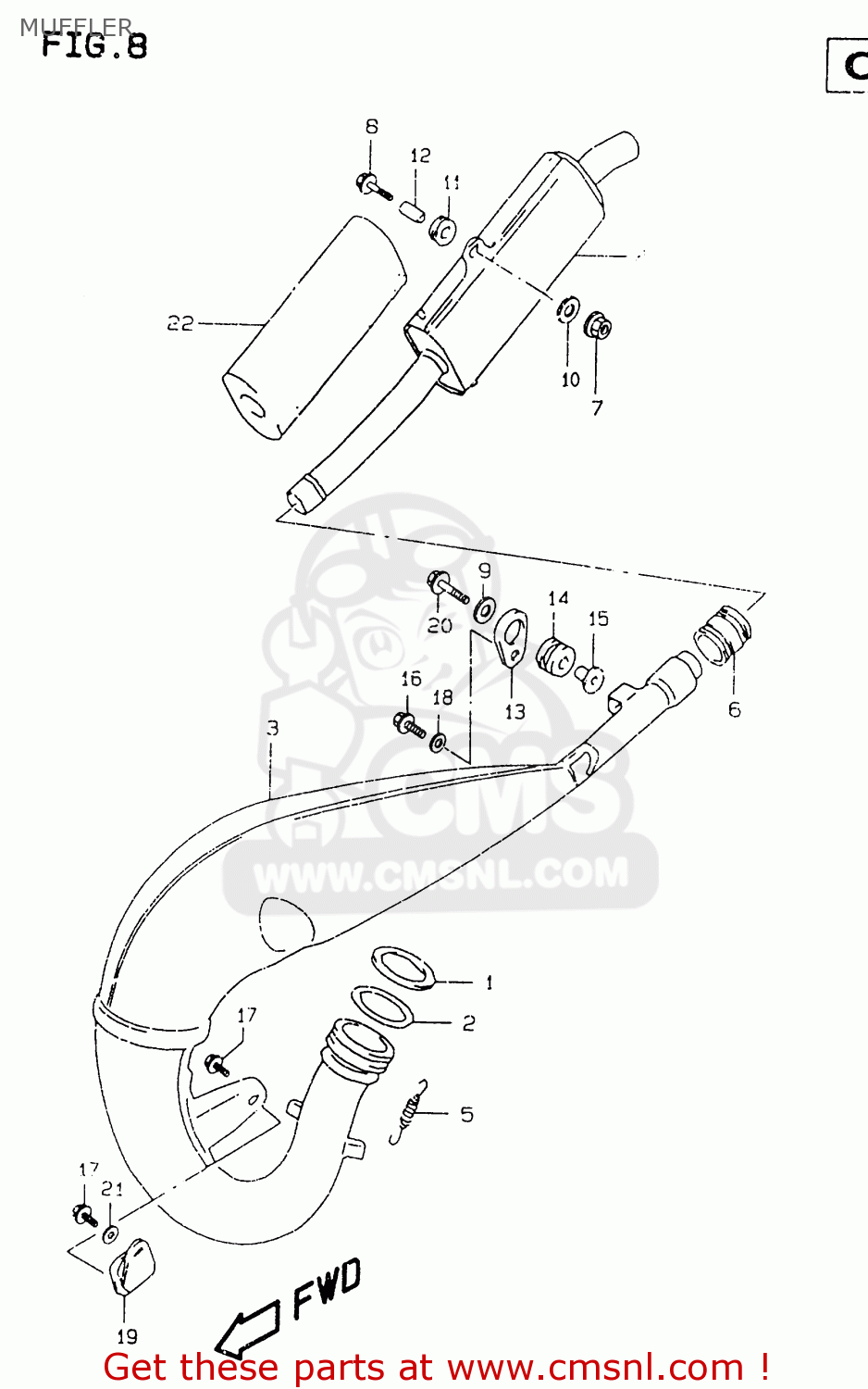 MUFFLER RM125 1997 (V) UNITED KINGDOM FRANCE AUSTRALIA (E02 E04 E24)