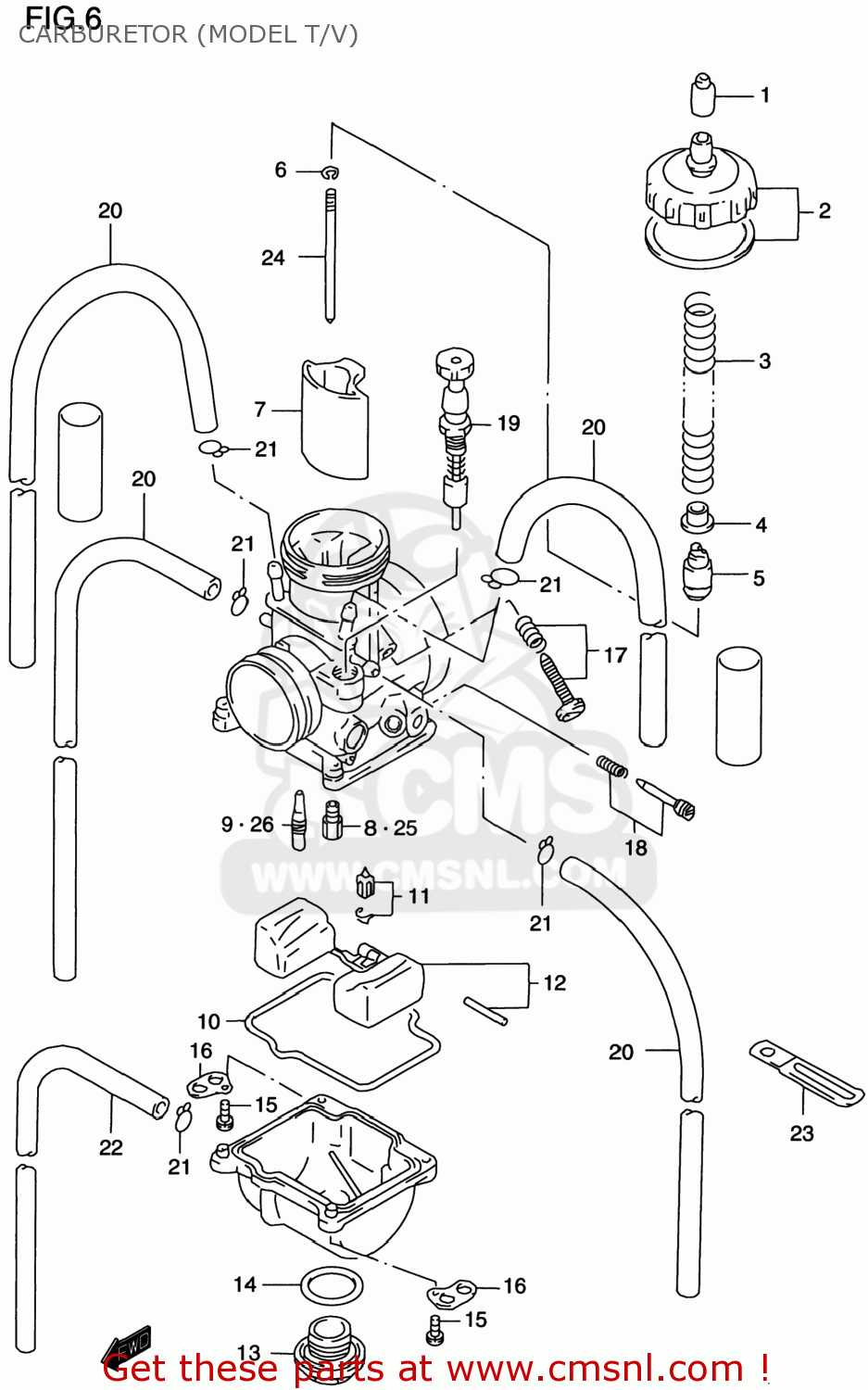 Suzuki RM125 1997 (V) USA (E03) CARBURETOR (MODEL T/V) - buy original ...